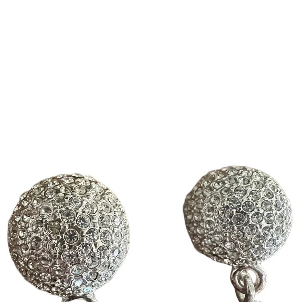 Carol Lee Faux Black Pearl Vintage Silver Tone Clip Earrings - Picture 5 of 6